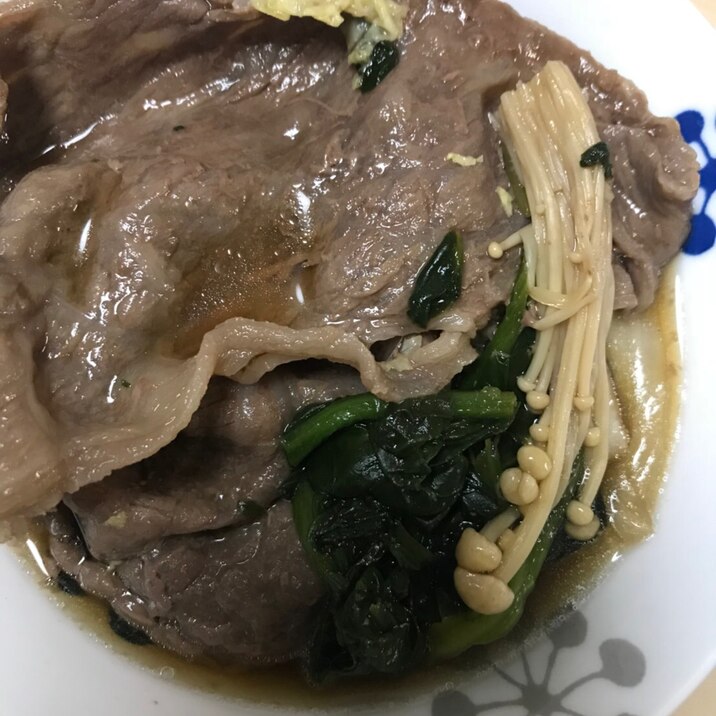 牛肉で☆エノキと小松菜のすき煮(^○^)